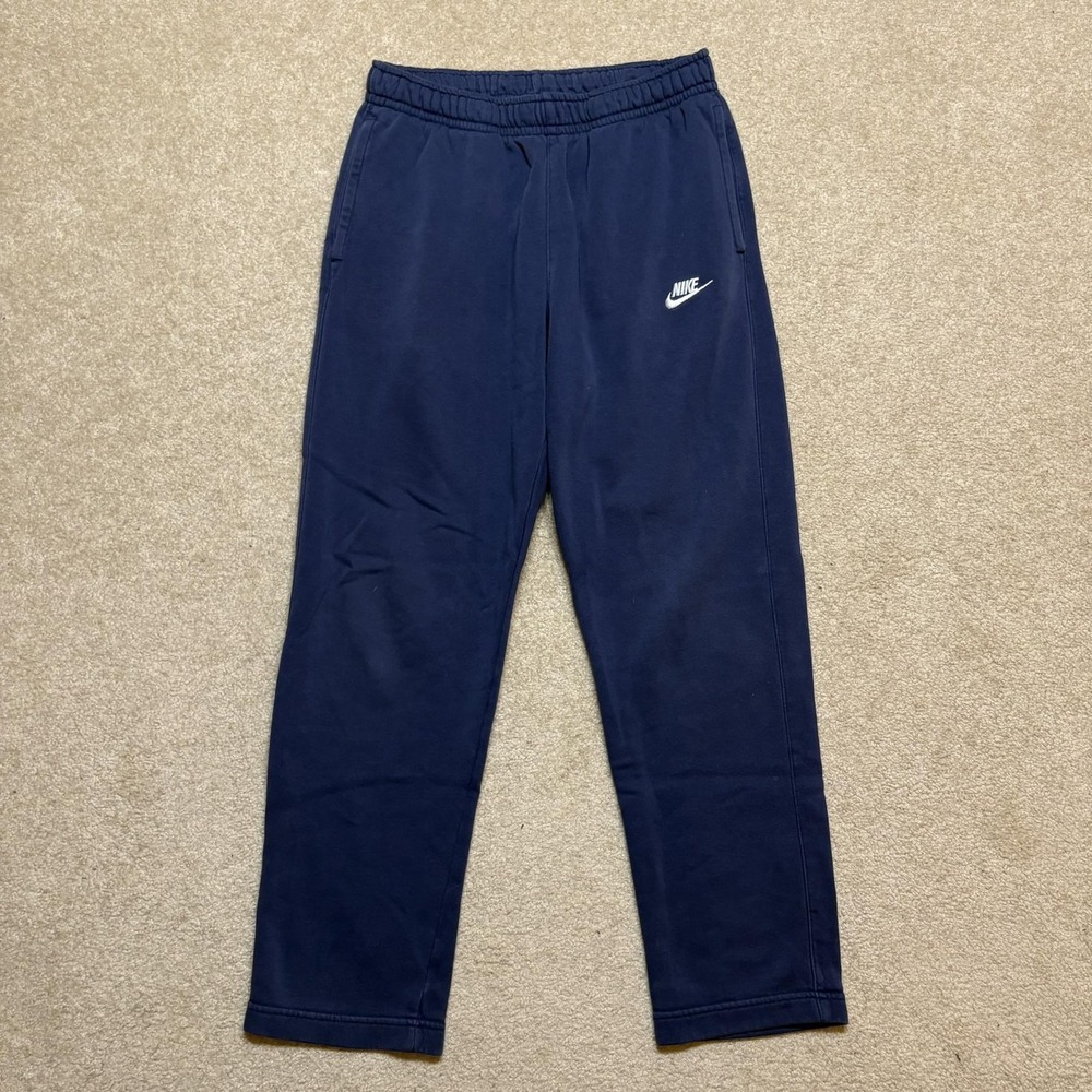 Nike Sweatpants Mens Medium Blue Fleece Pants Pockets Lounge Athletic Gym Sport